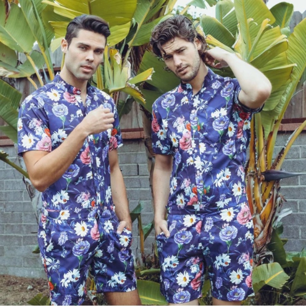 NWT Romper Jack blue Floral Passion romper jumpsuit L one piece